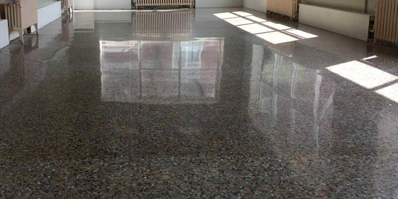restored and polished terrazzo floor