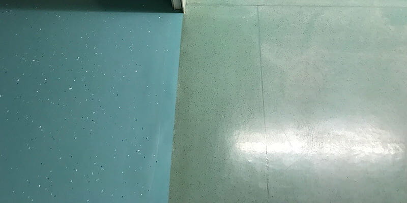 old and new Wearmax treated floor