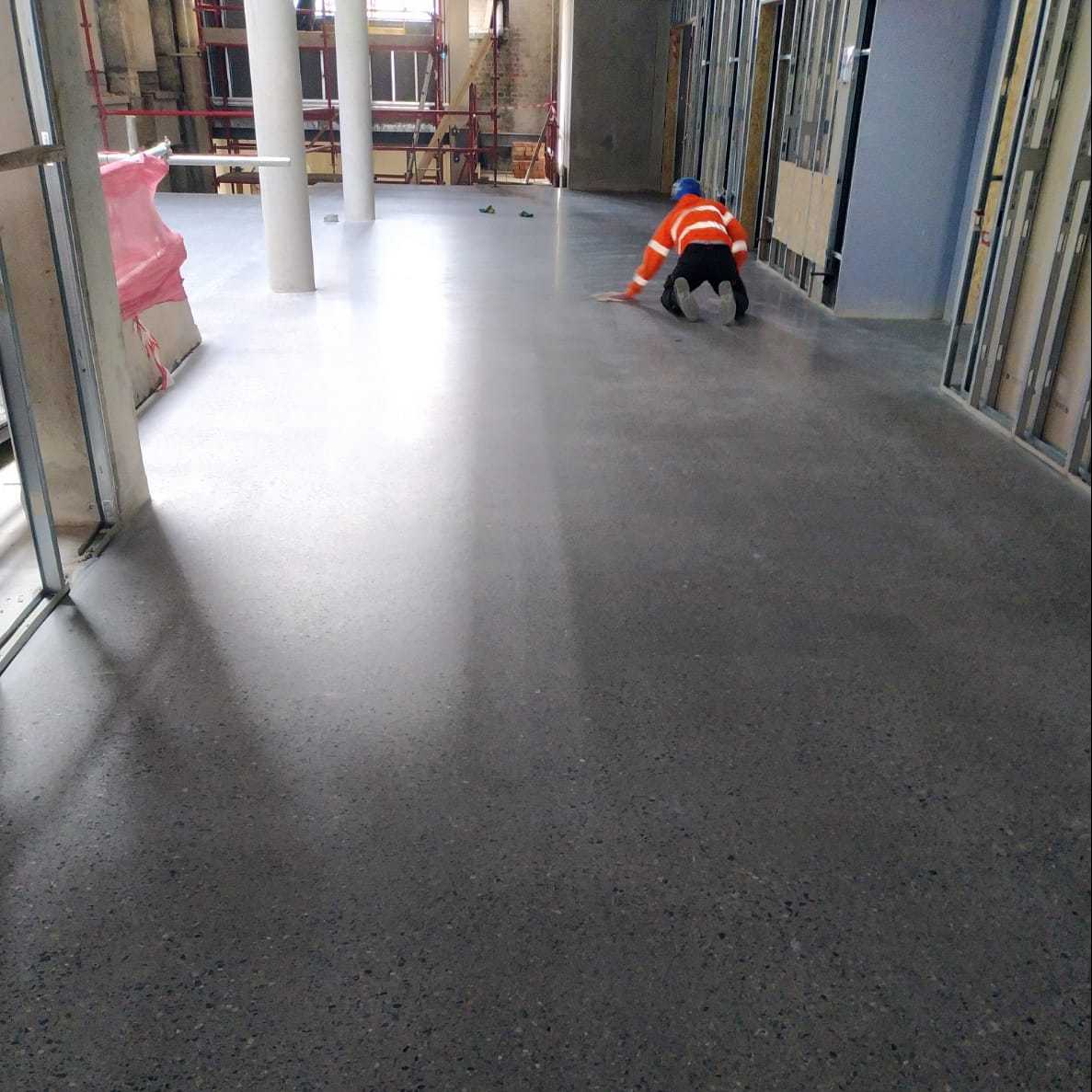 Polished concrete floor to Silver finish