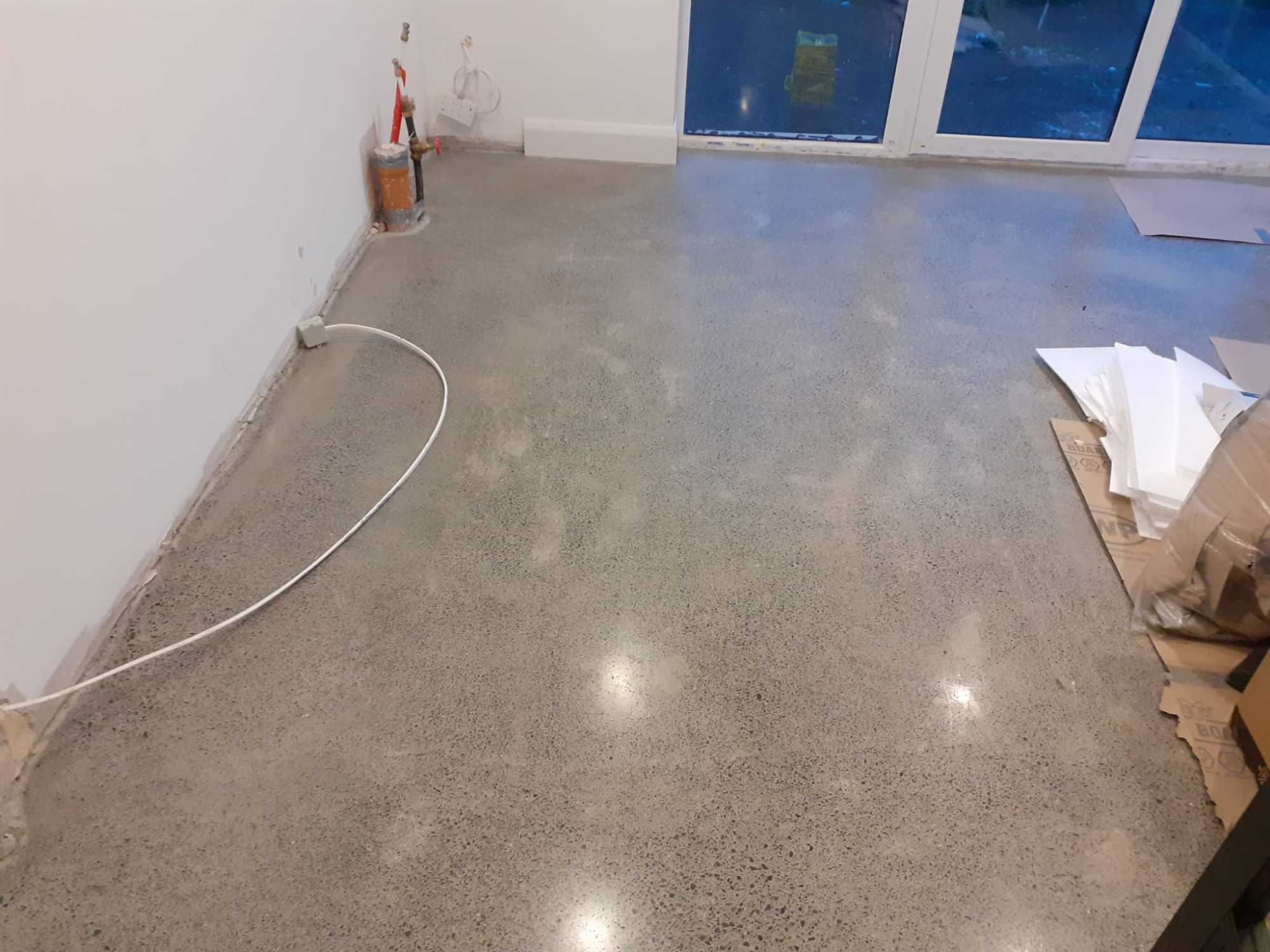 Footprints in polished concrete