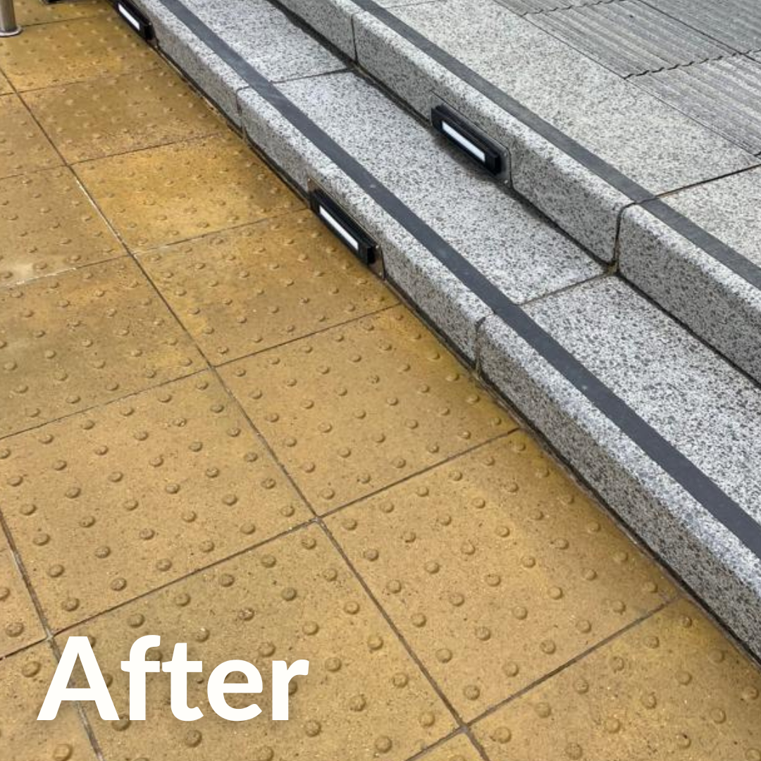 Efflorescence removed from stone steps