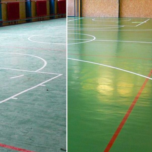 Sports hall with markings restored with Dr Schutz