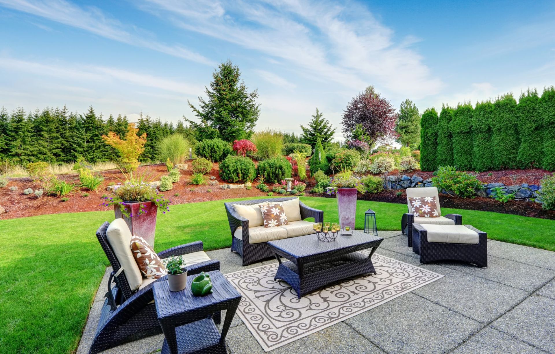 Create zones on your patio for relaxation and entertainment