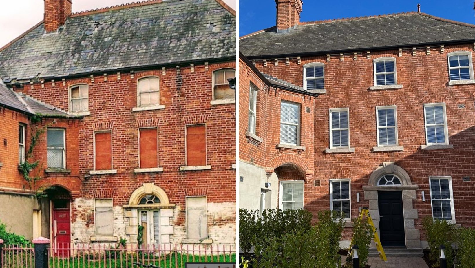 Before and After photo of restored and renovated Georgian House in Harold's Cross, Dublin