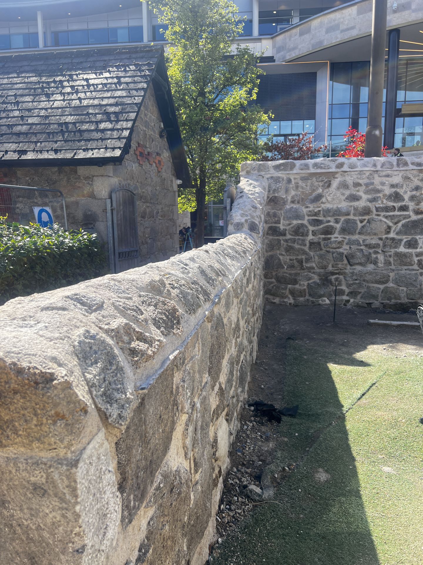 Wall C, fully rebuilt and repointed using traditional methods.