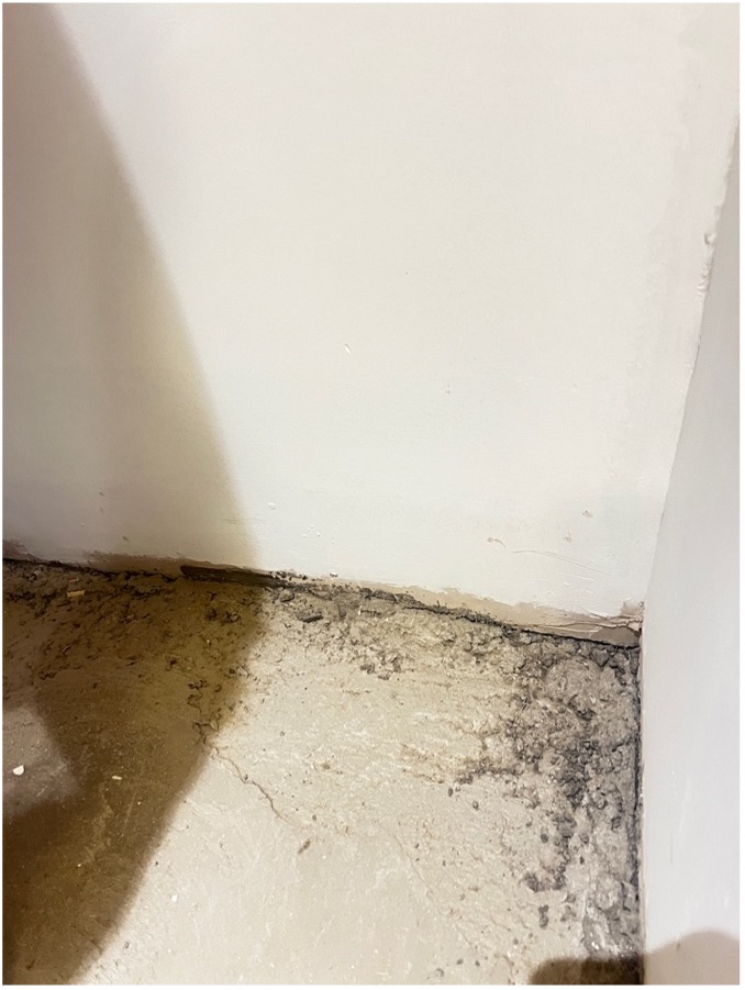 Unfinished corners on a badly poured concrete floor