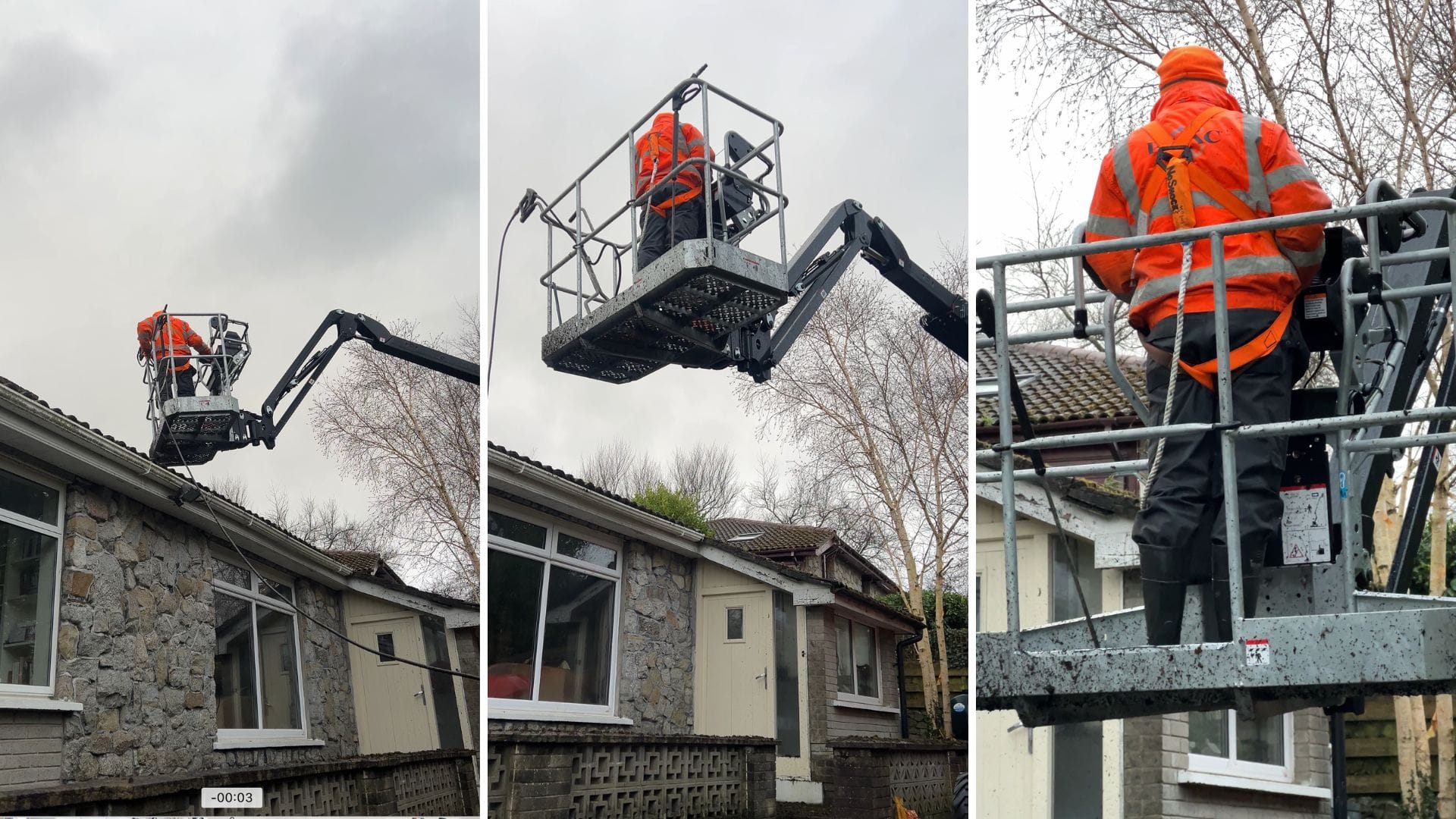 PMAC operative cleaning a roof from a MEWP