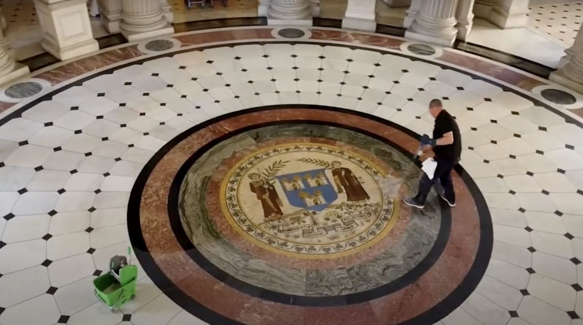 Stone floor restoration at City Hall by PMAC 