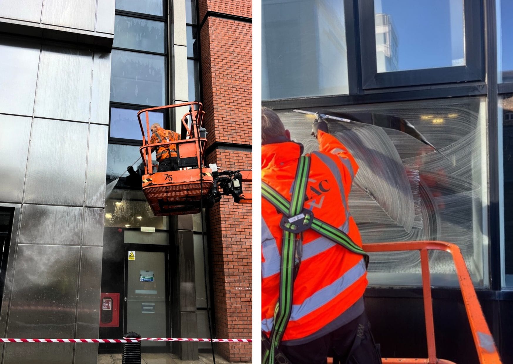PMAC operators cleaning building facades 